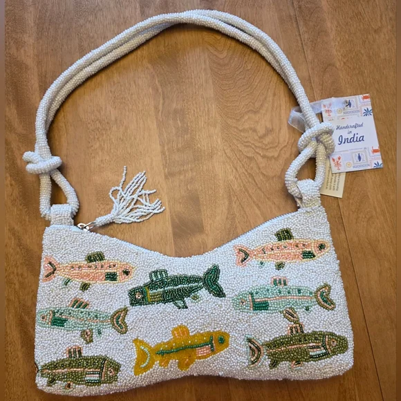 NEWLY RELEASED MADE IN INDIA BEADED WOMEN'S SHOULDER BAG " "FISH THEME" - Picture 5 of 16